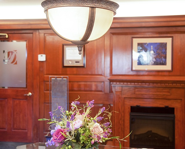 Decorations in dental office waiting room